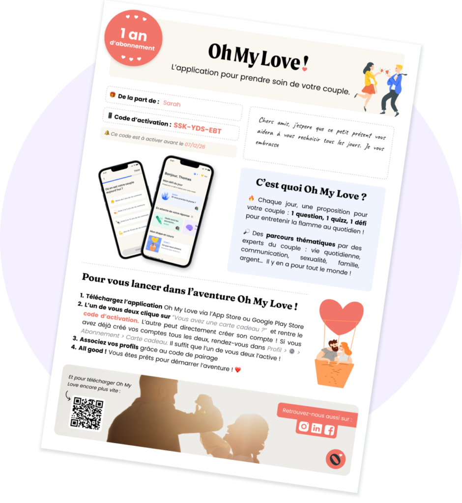 Carte cadeau Oh My Love